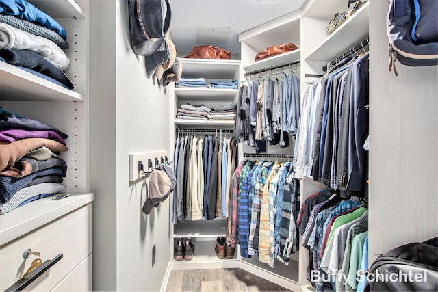 spacious closet with wood finished floors