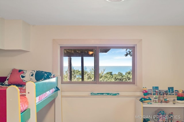 bedroom with a water view