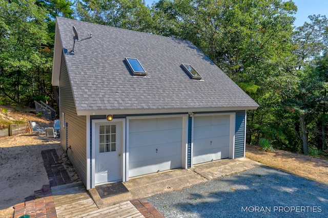 view of detached garage