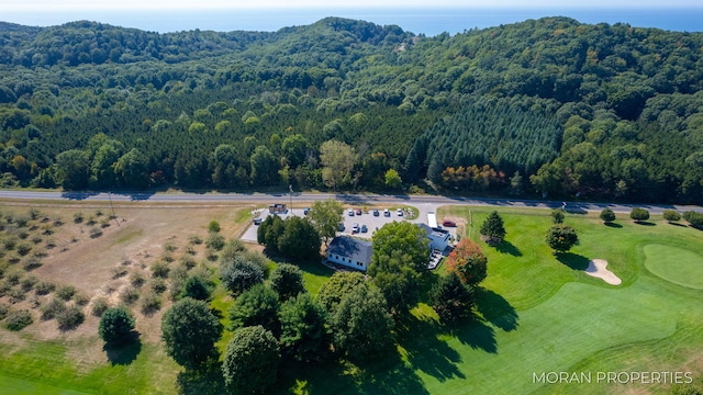 bird's eye view featuring a forest view