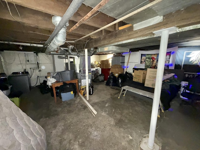 view of unfinished basement