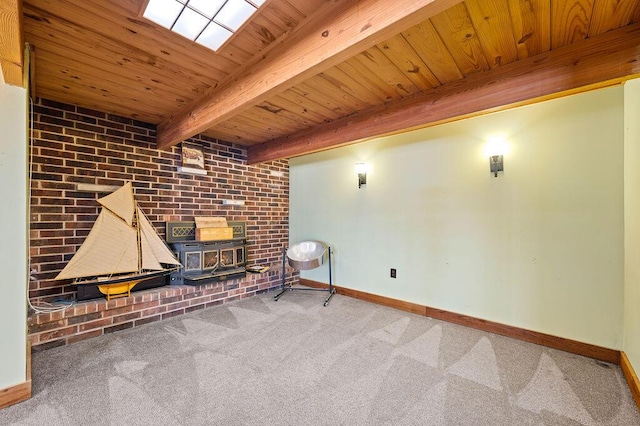 61914 M-51, Niles, MI 49120 - unfurnished room with beam ceiling, wood ceiling, a wood stove, and baseboards