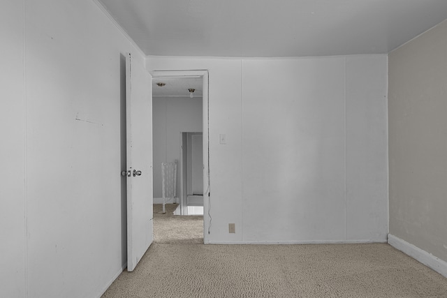 spare room featuring light carpet
