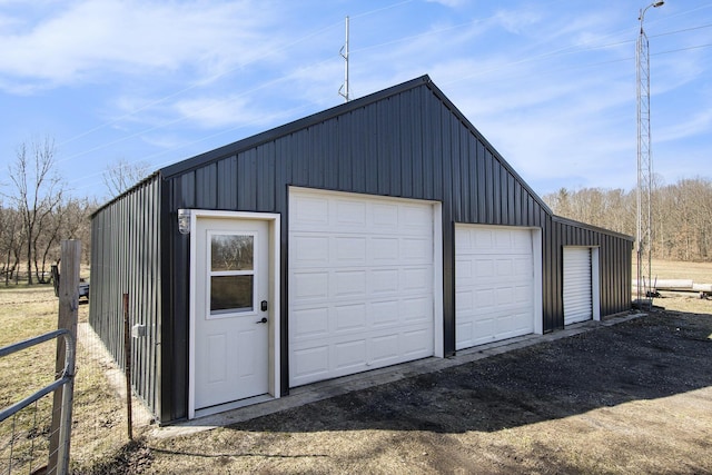 view of detached garage