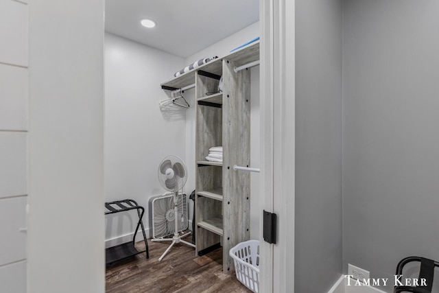 spacious closet featuring wood finished floors