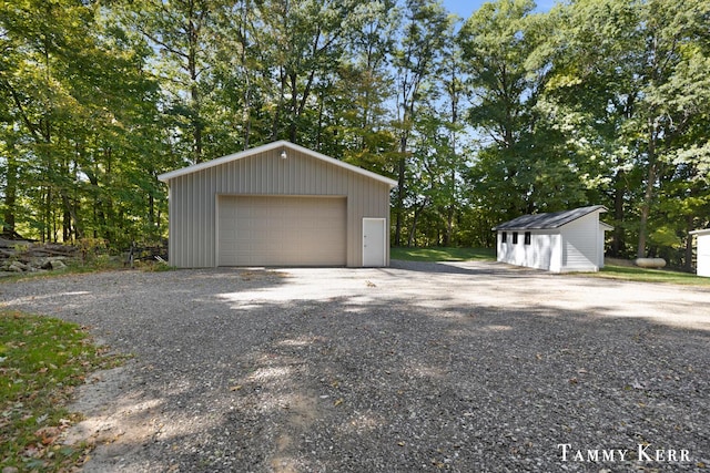 view of detached garage