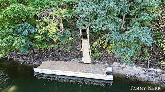 view of dock featuring a water view