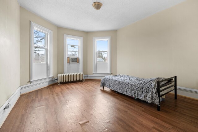 240 S Main St, Three Rivers, MI 49093 - bedroom with wood-type flooring, radiator, and a textured ceiling