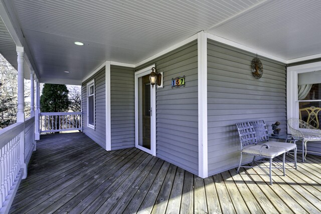 wooden deck featuring a porch