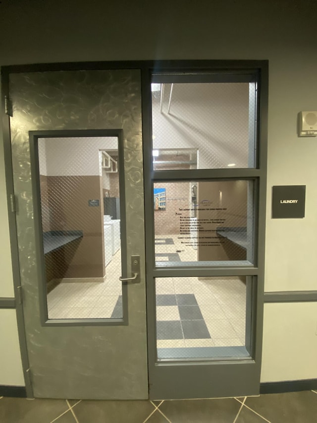 interior space featuring tile patterned flooring