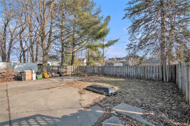 view of yard with a fenced backyard and a patio area