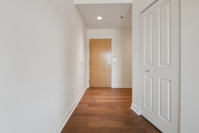 111 N Ashley St Unit 510, Ann Arbor, MI 48104 - corridor with recessed lighting, baseboards, and dark wood finished floors