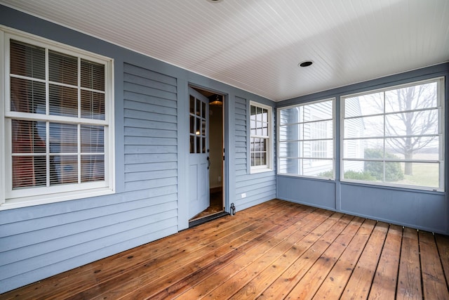 view of unfurnished sunroom