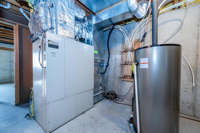 utilities featuring gas water heater and heating unit