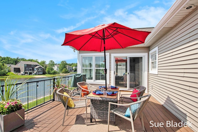 6735 Windflower Way, Norton Shores, MI 49444 - wooden deck with a water view
