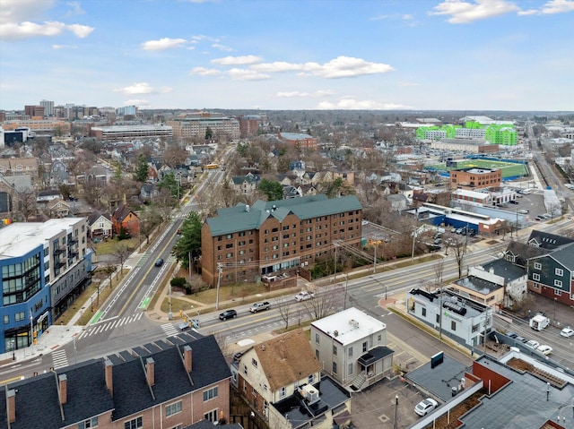 drone / aerial view with a view of city