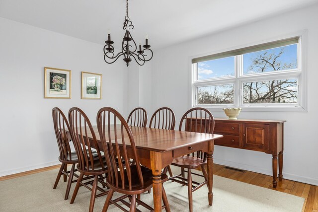 2019 Silvertip Ln, Long Beach, IN 46360 - dining space featuring baseboards, light wood-type flooring, and a chandelier