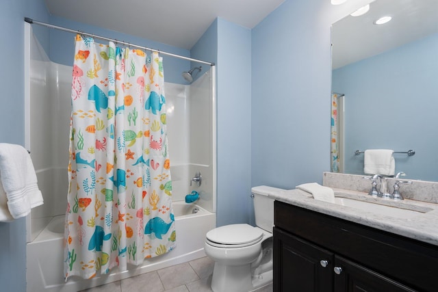 6337 S Trailwoods Dr, Ann Arbor, MI 48103 - bathroom with tile patterned flooring, shower / tub combo, vanity, and toilet