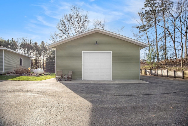 detached garage with driveway