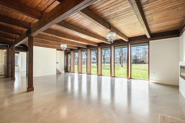 426 Elizabeth St, Buchanan, MI 49107 - unfurnished sunroom with a notable chandelier and beam ceiling