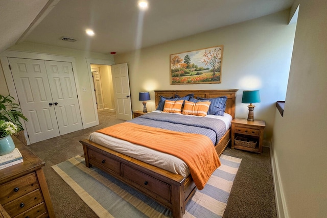426 Elizabeth St, Buchanan, MI 49107 - carpeted bedroom with baseboards, a closet, and visible vents