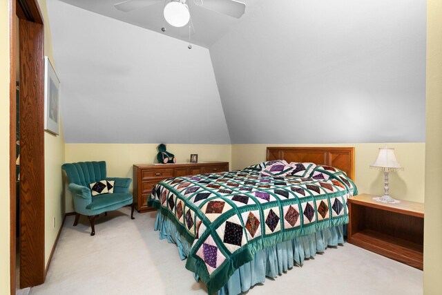 4923 Hickory Hill Rd, Ann Arbor, MI 48105 - bedroom with ceiling fan, vaulted ceiling, and light carpet