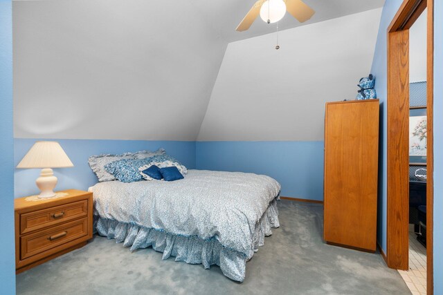 4923 Hickory Hill Rd, Ann Arbor, MI 48105 - carpeted bedroom featuring a ceiling fan and lofted ceiling