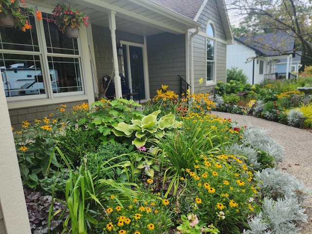 exterior space featuring a shingled roof