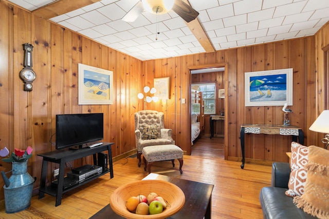 36.5 Lake Shore Dr, South Haven, MI 49090 - living room with wood-type flooring and wooden walls