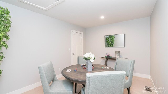1303 Gallery Pointe Dr, Saline, MI 48176 - dining space with recessed lighting, baseboards, and attic access