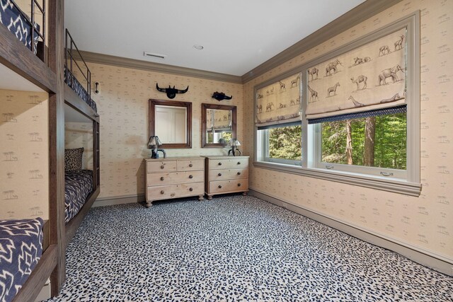 5716 E 1000 N, La Porte, IN 46350 - interior space with ensuite bathroom, crown molding, baseboards, wallpapered walls, and vanity