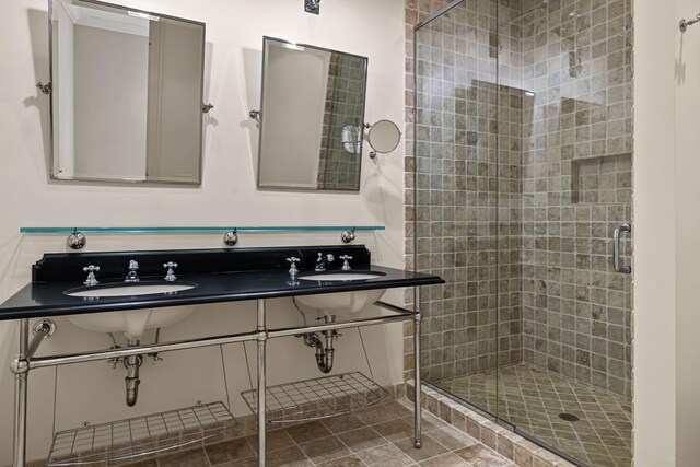 5716 E 1000 N, La Porte, IN 46350 - full bath with a sink, a stall shower, and tile patterned floors