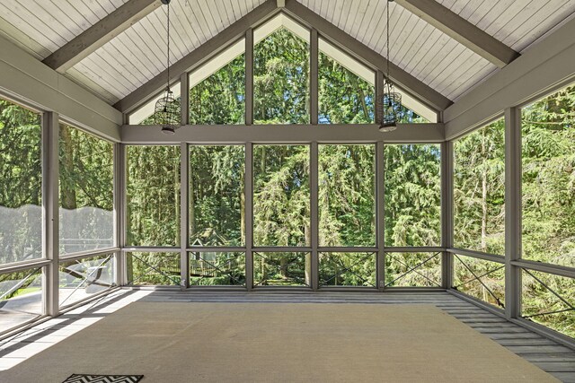 5716 E 1000 N, La Porte, IN 46350 - unfurnished sunroom featuring plenty of natural light and beam ceiling