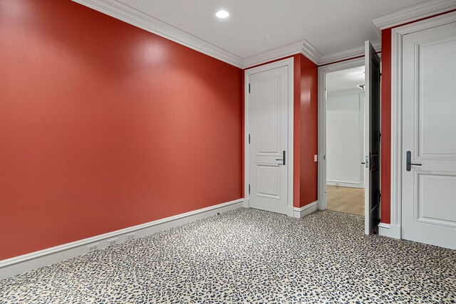 5716 E 1000 N, La Porte, IN 46350 - unfurnished room featuring crown molding, baseboards, and recessed lighting