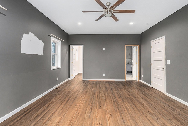 62711 Balk Rd, Sturgis, MI 49091 - empty room with a ceiling fan, wood finished floors, baseboards, and recessed lighting