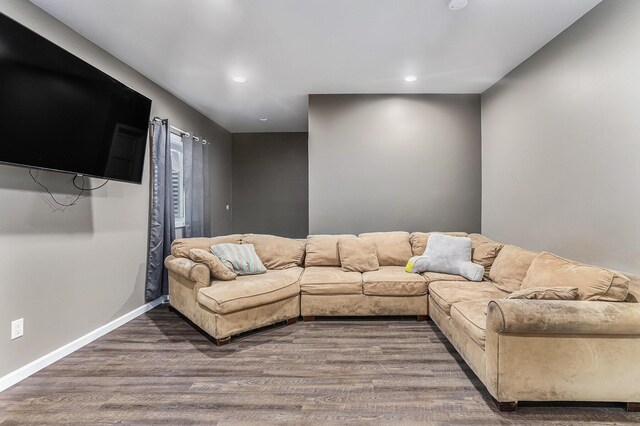 62711 Balk Rd, Sturgis, MI 49091 - living area featuring dark wood-style floors, recessed lighting, and baseboards