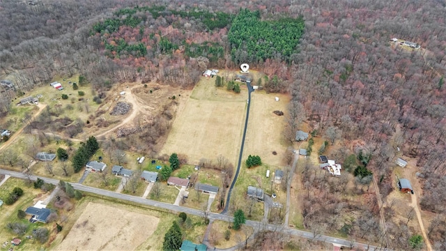 aerial overview of property's location with a forest