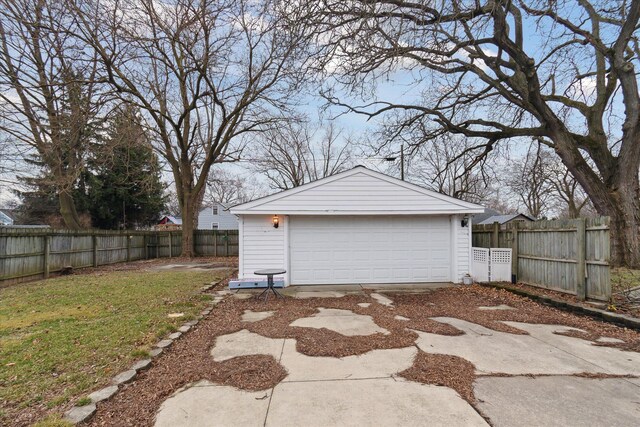 detached garage with fence
