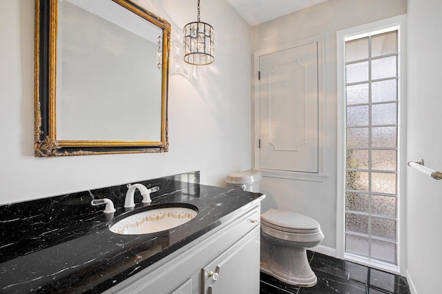 1625 Arlington Blvd, Ann Arbor, MI 48104 - bathroom with vanity and a chandelier