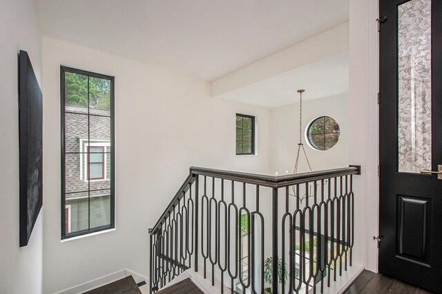 557 Greenwood Ave SE, East Grand Rapids, MI 49506 - stairway featuring baseboards and wood finished floors
