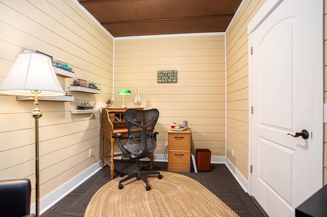 5091 E High Tower Lake Rd, Hesperia, MI 49421 - office with baseboards and wooden walls