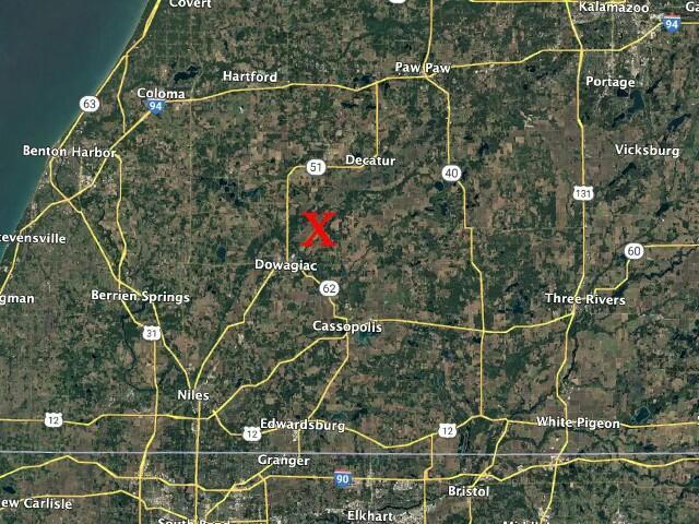 25544 Gage St, Dowagiac, MI 49047 - aerial overview of property's location