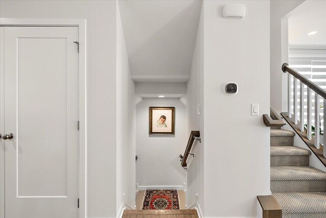 2824 Ridington Rd, Ann Arbor, MI 48105 - staircase featuring baseboards and recessed lighting