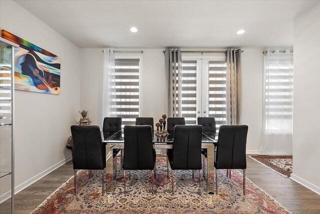 2824 Ridington Rd, Ann Arbor, MI 48105 - dining space with baseboards, recessed lighting, and wood finished floors