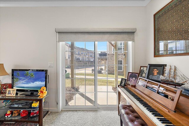 2824 Ridington Rd, Ann Arbor, MI 48105 - doorway to outside with baseboards and carpet flooring