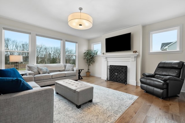 8114 Turning Stone, Kalamazoo, MI 49009 - living area with baseboards, a fireplace, and wood finished floors