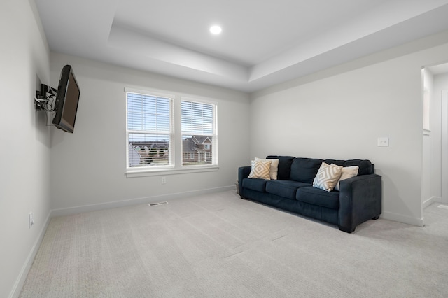 8114 Turning Stone, Kalamazoo, MI 49009 - living area featuring light carpet, baseboards, recessed lighting, and a raised ceiling