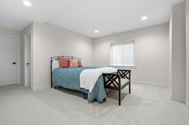 8114 Turning Stone, Kalamazoo, MI 49009 - bedroom with visible vents, light carpet, baseboards, and recessed lighting