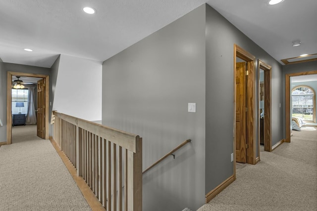 11262 Lemott Cir, Jerome, MI 49249 - hall with carpet flooring, an upstairs landing, and a wealth of natural light