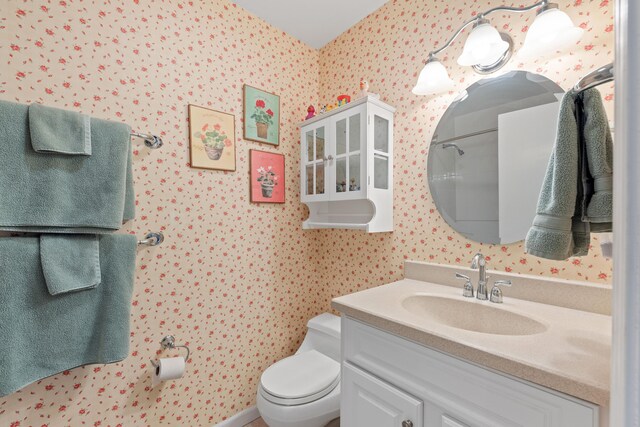 4103 Lake Shore Dr, New Buffalo, MI 49117 - full bath featuring toilet, vanity, and wallpapered walls